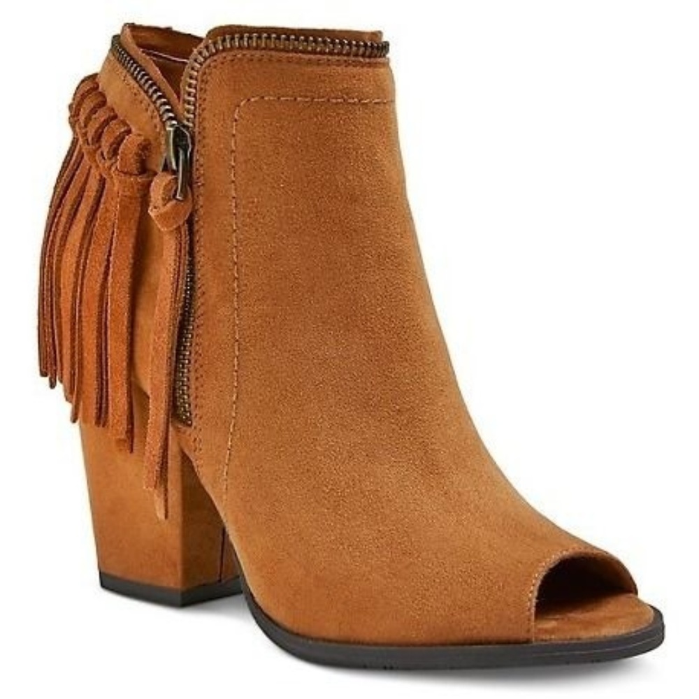 Dolce Vita Cognac Sue Fringe Ankle Booties, Sz 9.5 - Picture 1 of 8